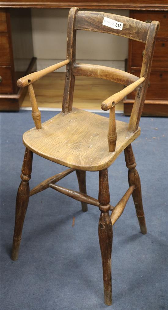 A Victorian elm and beech childs chair